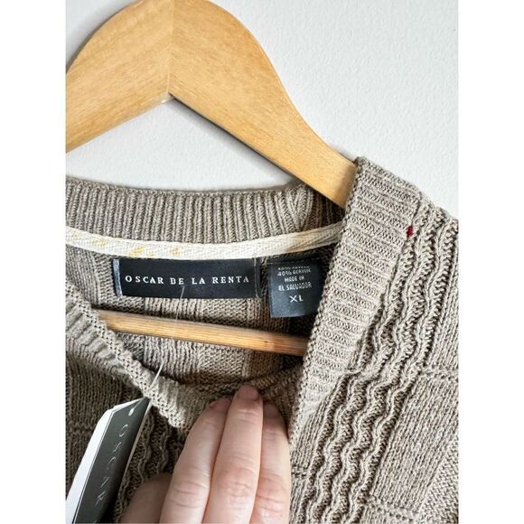Vintage Oscar de la renta tan grandpa core knit sweater sz XL - Picture 3 of 7